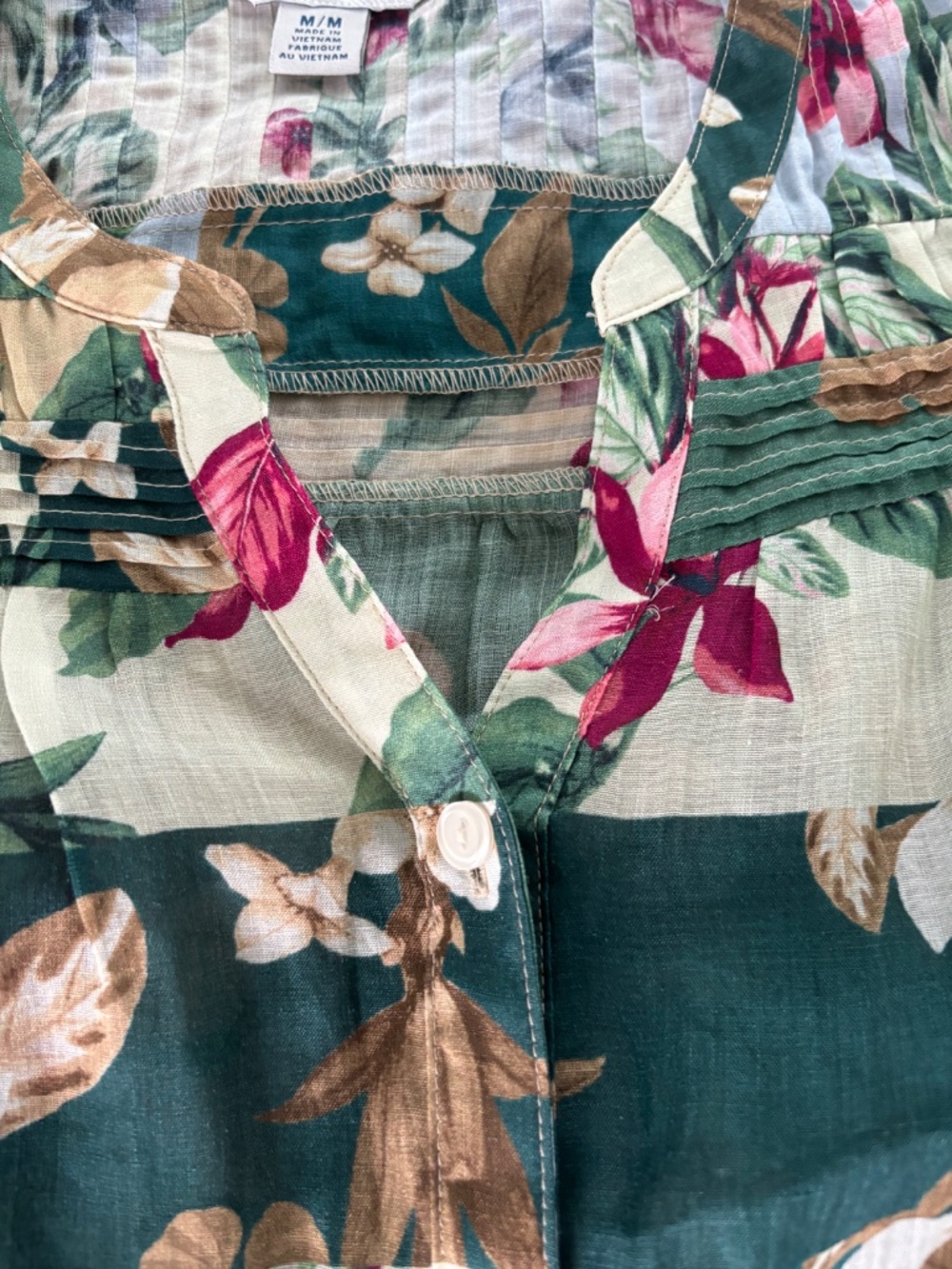 Tommy Bahama Hightide Green Floral  Blouse Sz M - Picture 5 of 12